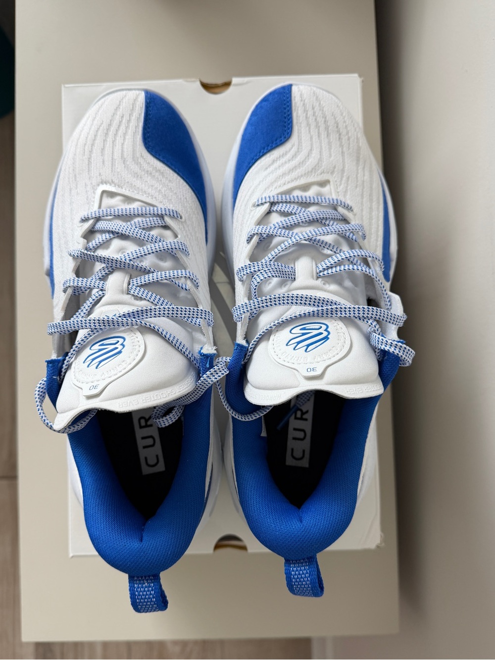 Under Armour Curry 12 Team Basketball Shoes White Blue Men’s Size 10 - Picture 2 of 10